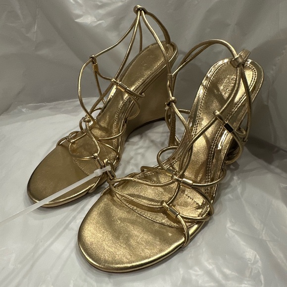 PAIGE Women's Gold Strappy Wedge Sandals - Picture 5 of 8